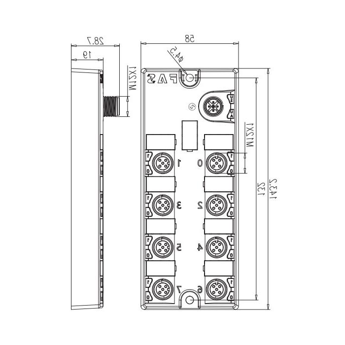 M12 interface, IO-Link Hub, NPN, 16DI/DO adaptive module, 00B954